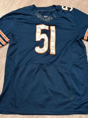 NFL Navy Football Jersey #51 with White and Orange Accents